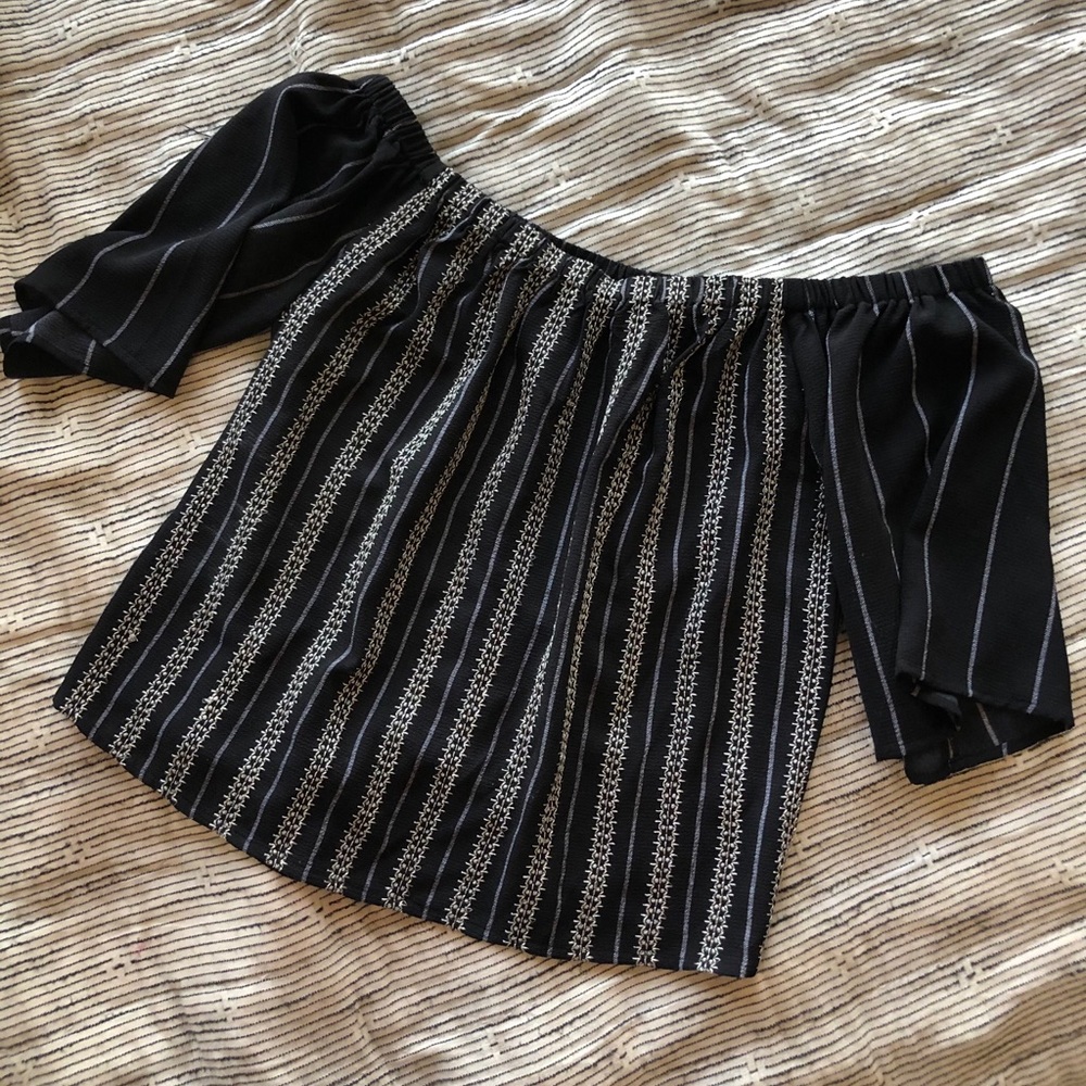 Black Off the Shoulder Embroidered Top - Picture 1 of 4